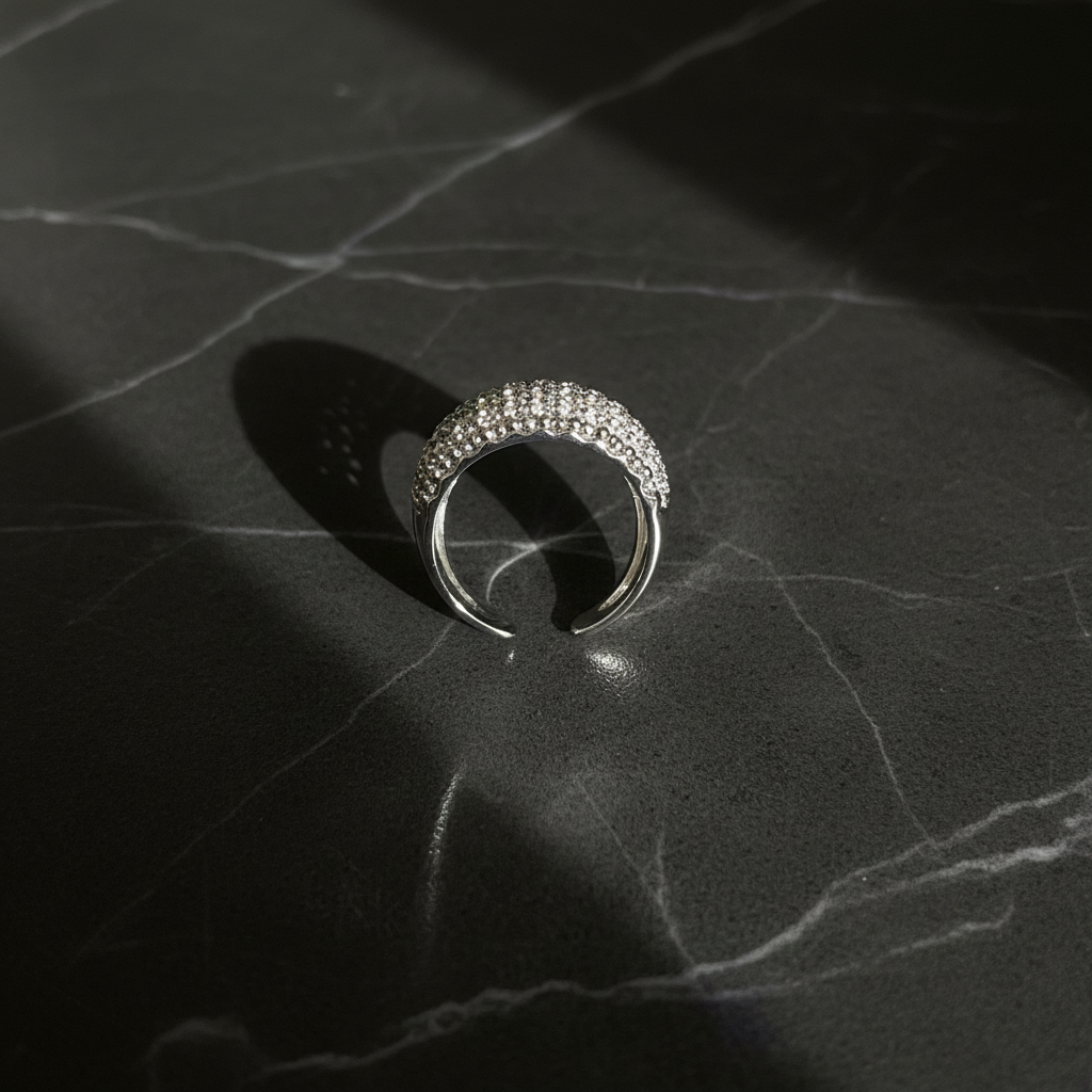 Flat lay crystal pavé dome ring
