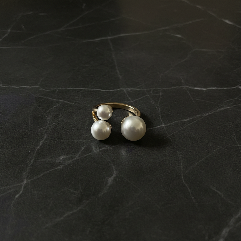 Flat lay pearl ring