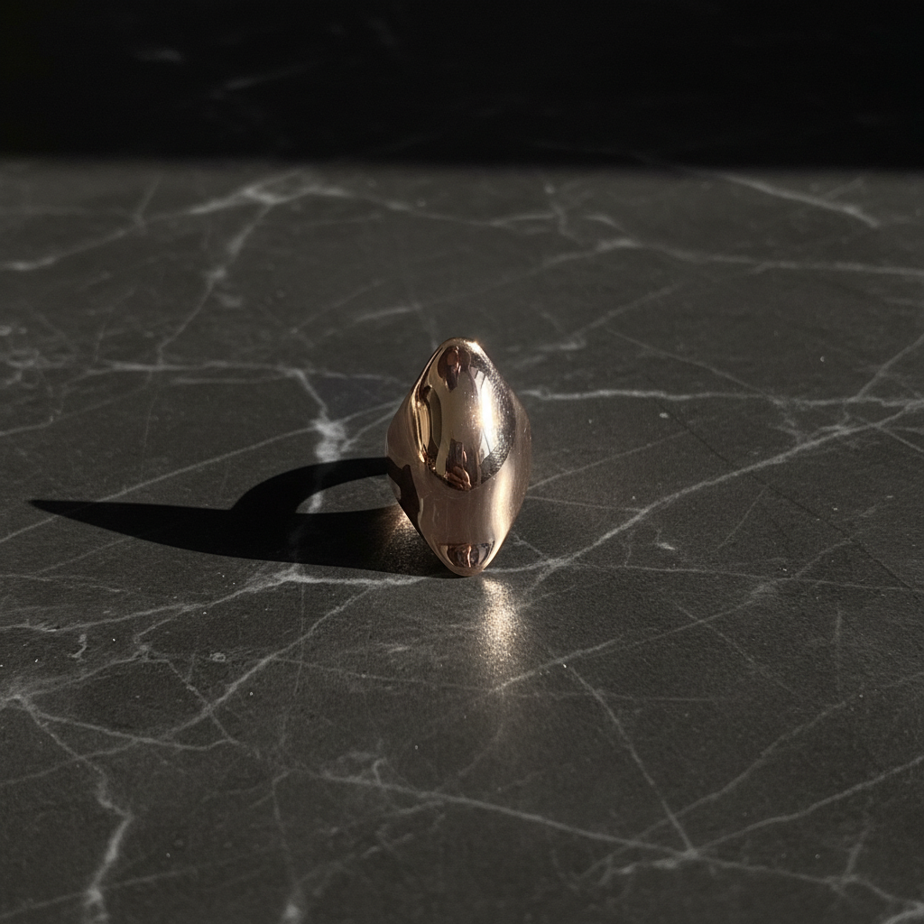 Flat lay rose gold dome ring
