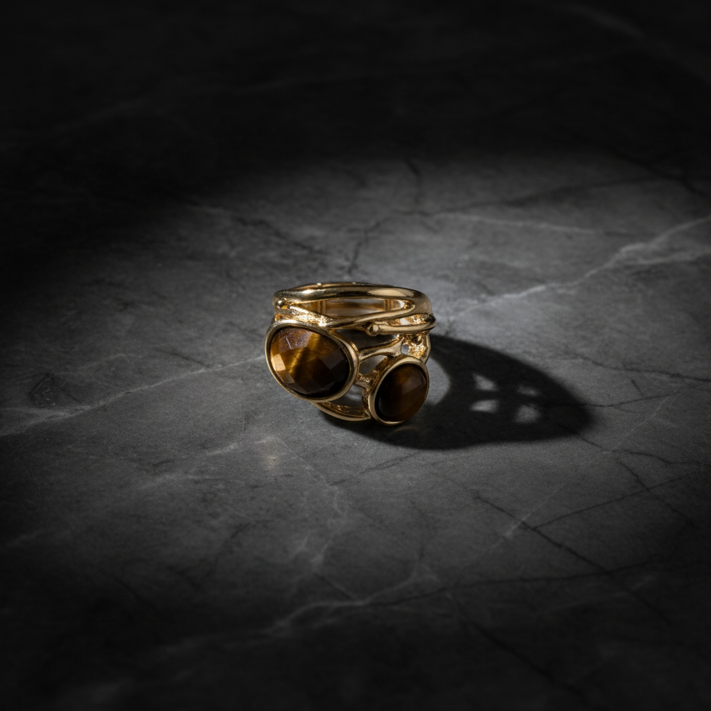 Flat lay tiger eye ring