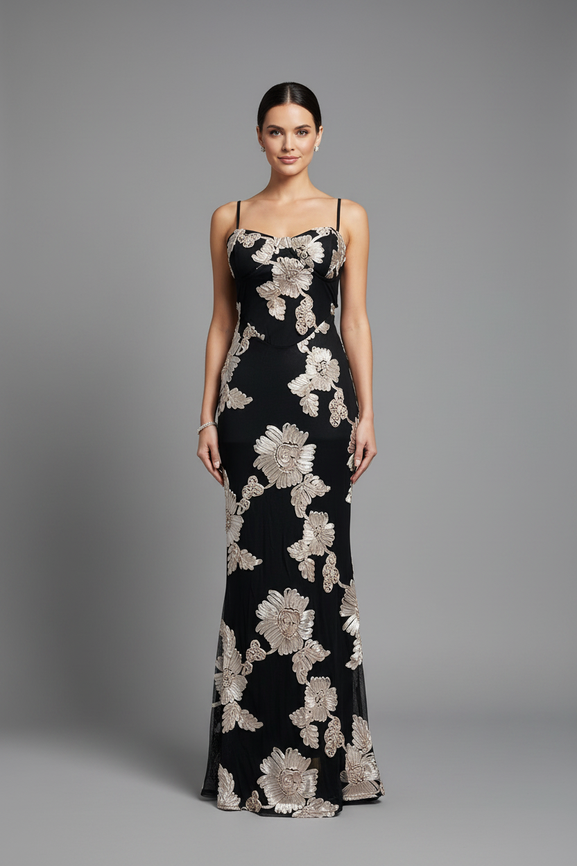 Floral Appliqué Maxi - Front