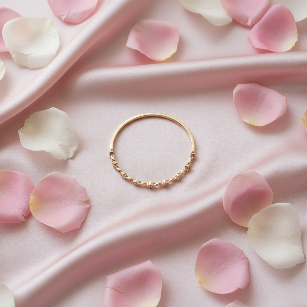 Flow gold bracelet flat lay attempt