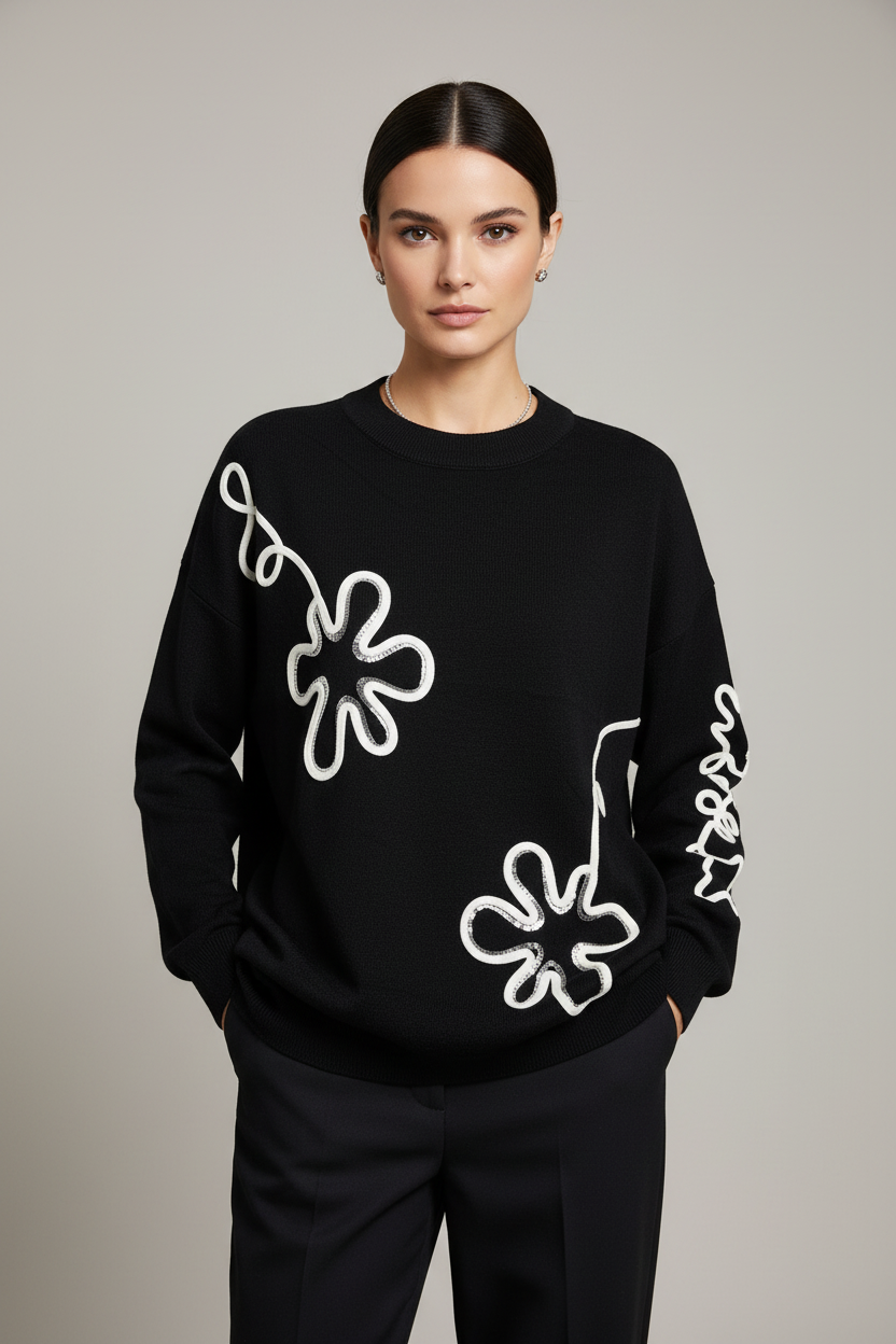 Flower Ribbon Knit - Frontal com Modelo