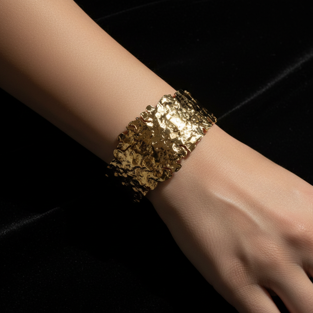 Gilda gold sculptural cuff black velvet