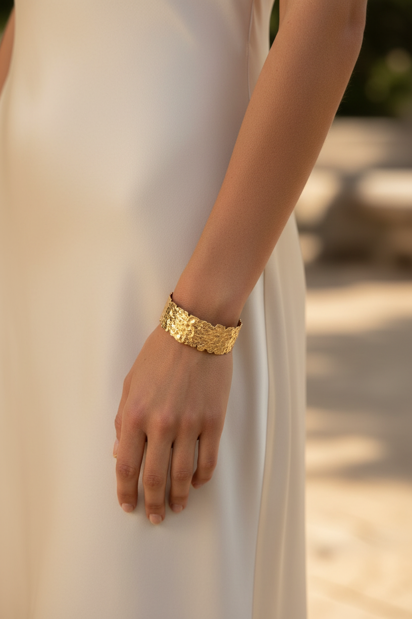 Gilda gold sculptural cuff outdoor