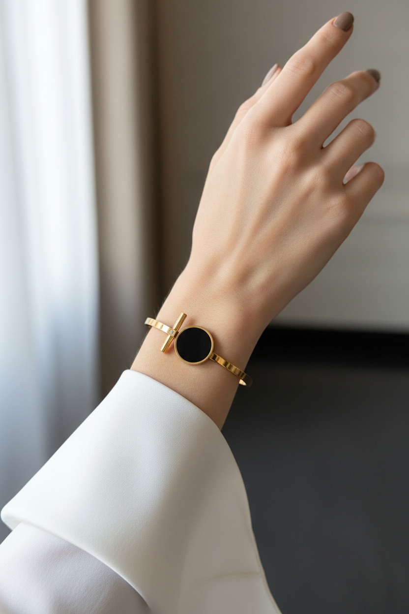 Gold Black Bracelet – On Model