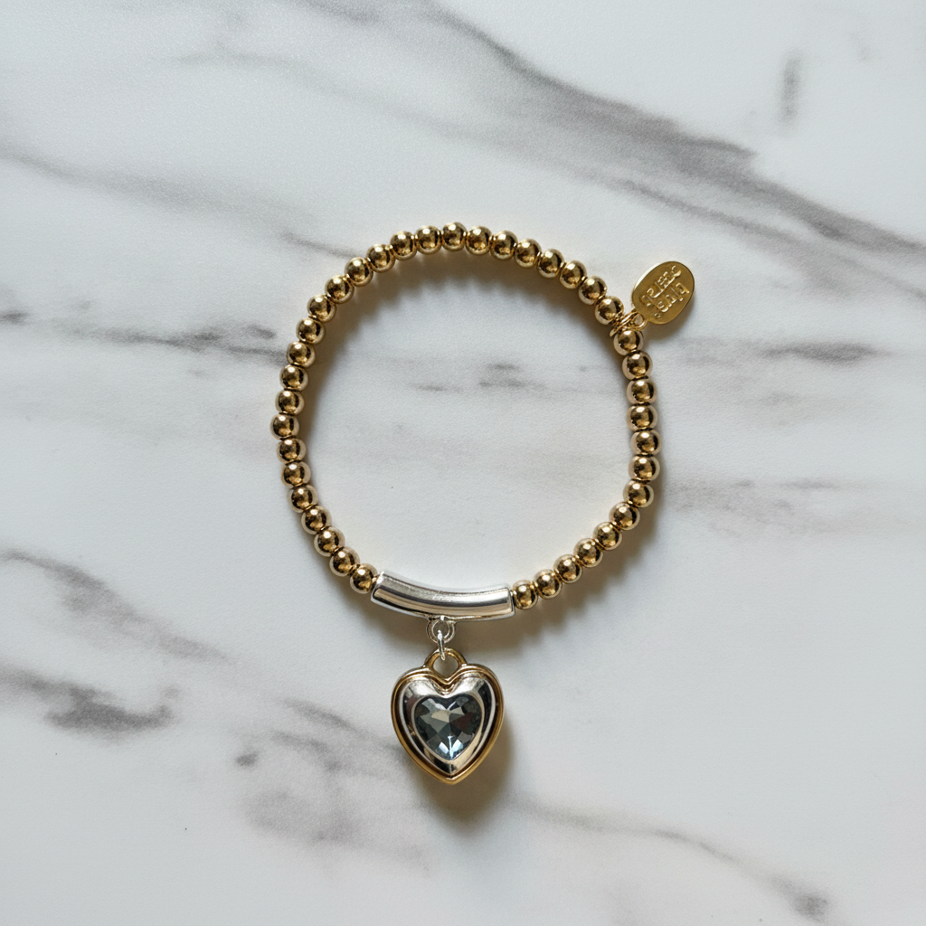 Gold Heart Charm Bracelet – Heart Down