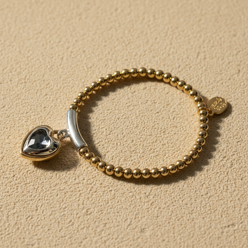 Gold Heart Charm Bracelet – Warm Sand