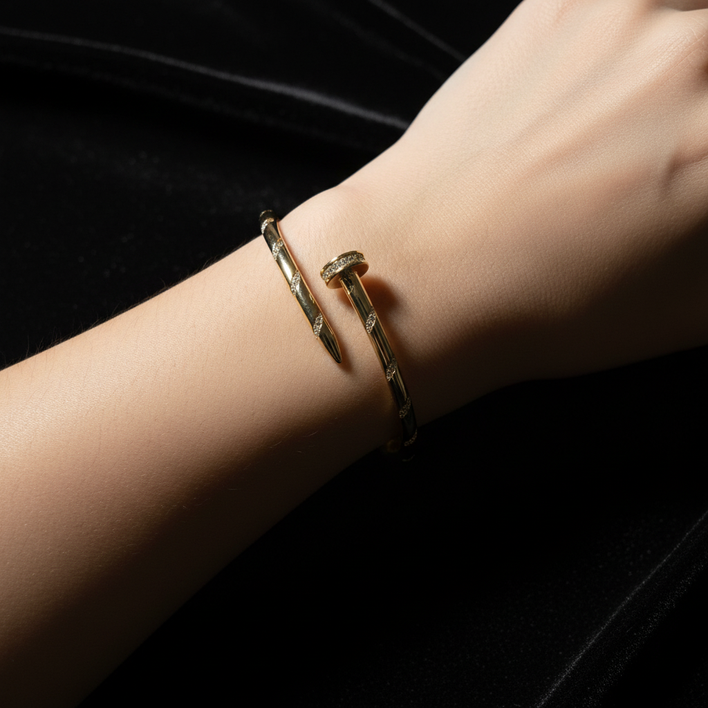 Gold nail cuff black velvet