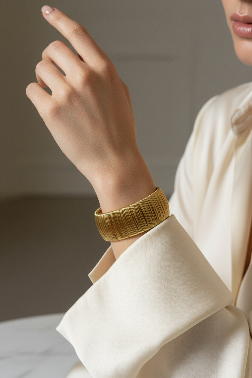 Gold Wire Cuff – On Model