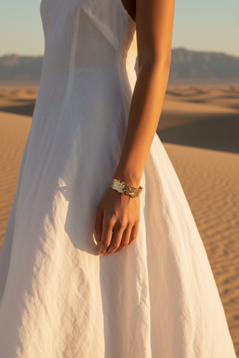 Hammered gold cuff desert