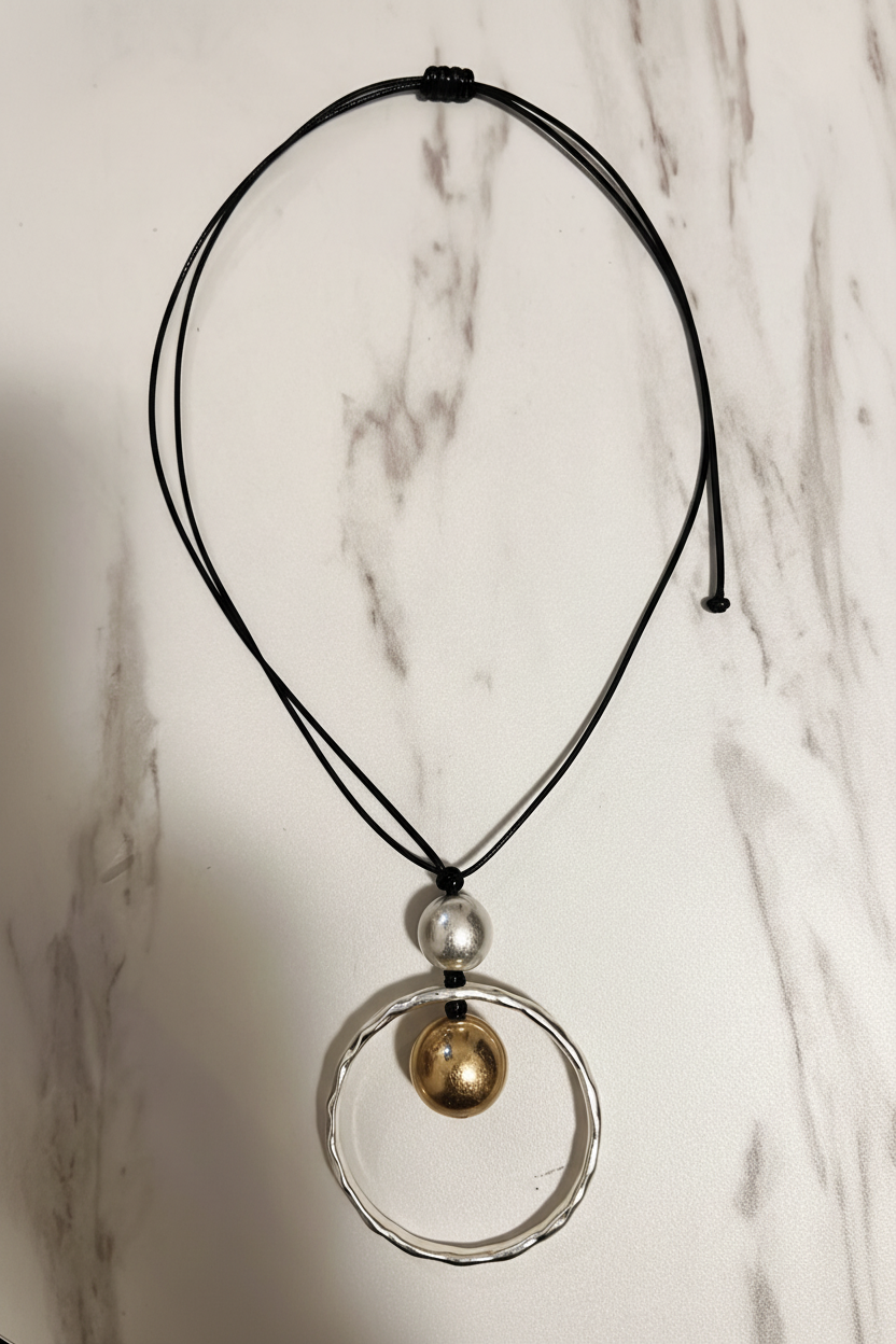 Orbit Pendant Necklace Black – editorial product image