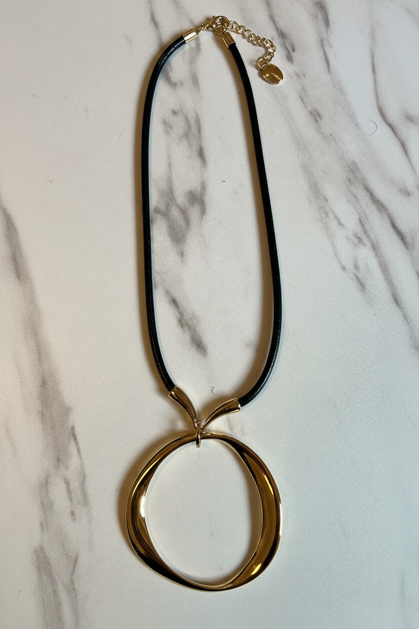 Eclipse Hoop Pendant Necklace Gold editorial product image