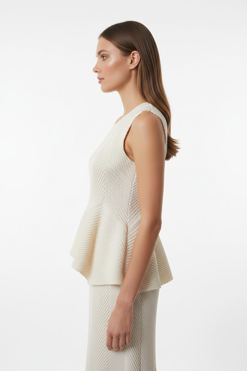 Anna Ivory Chevron Top - Side View