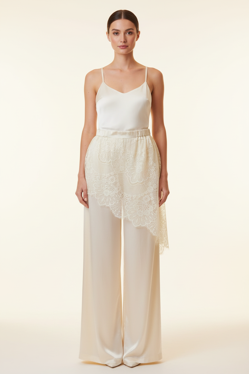 Ivory Lace Pants – Front View