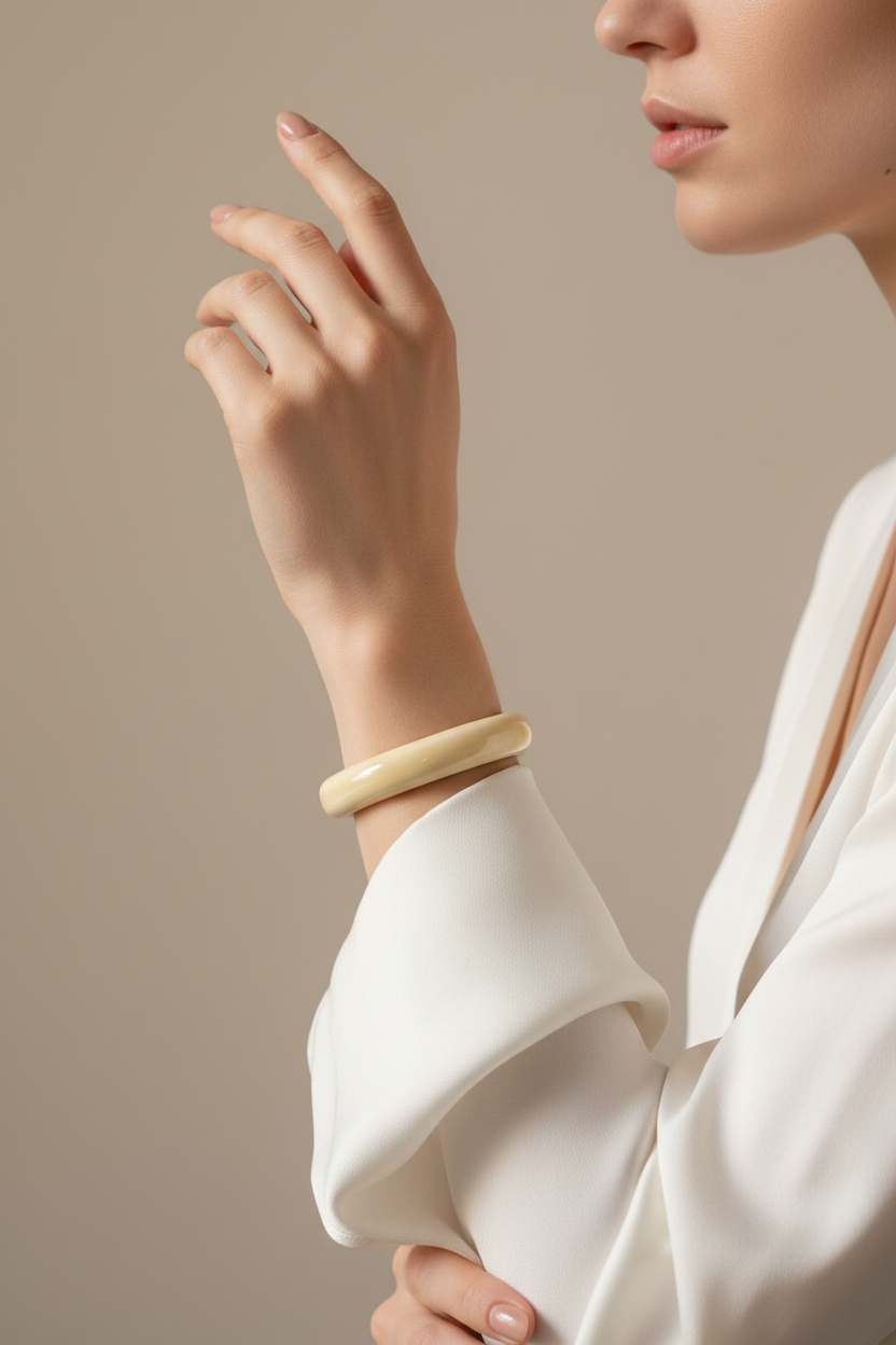 Ivory Resin Bangle – On Model