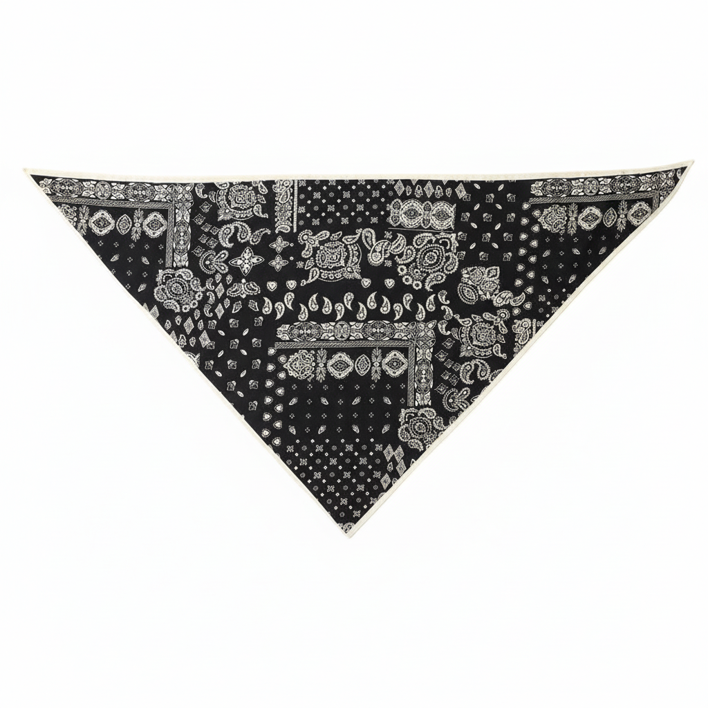 Lenço bandana preto flat lay