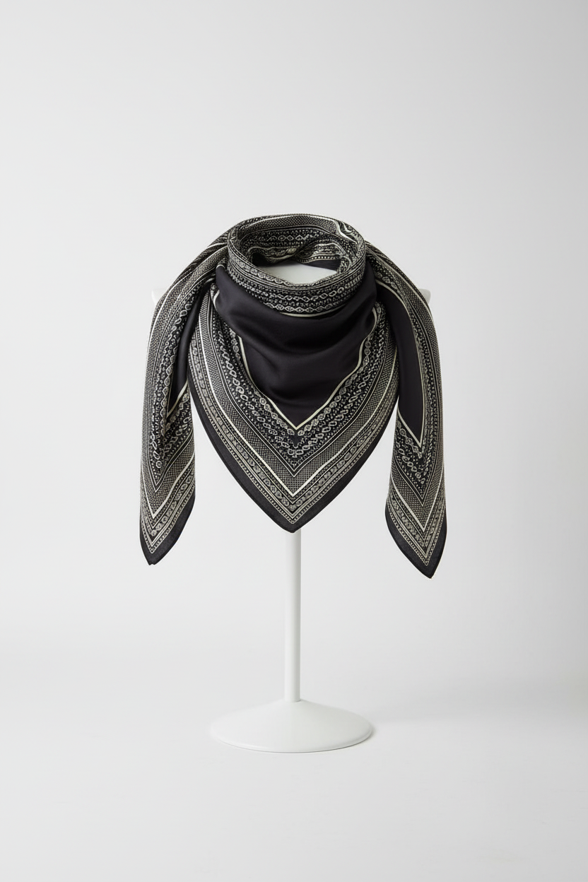 Lenço com centro preto em display