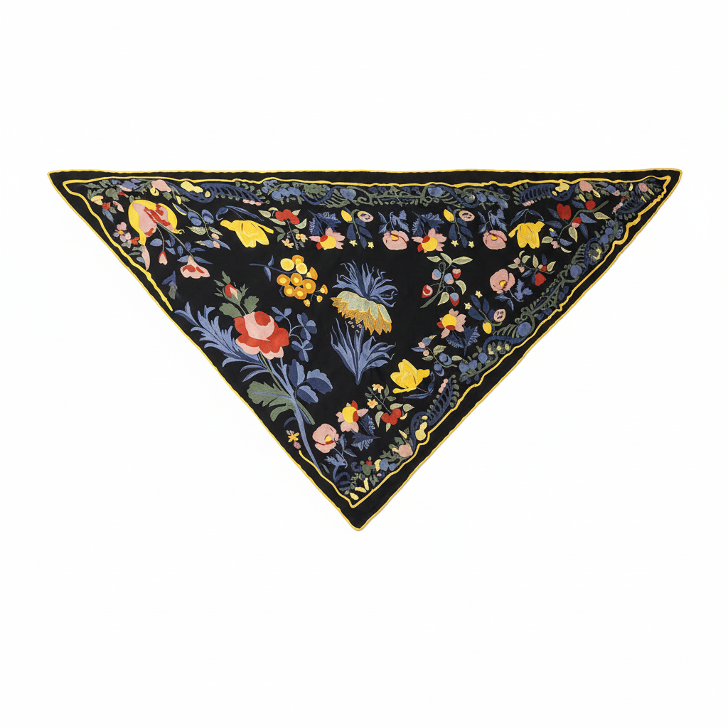 Lenço floral flat lay