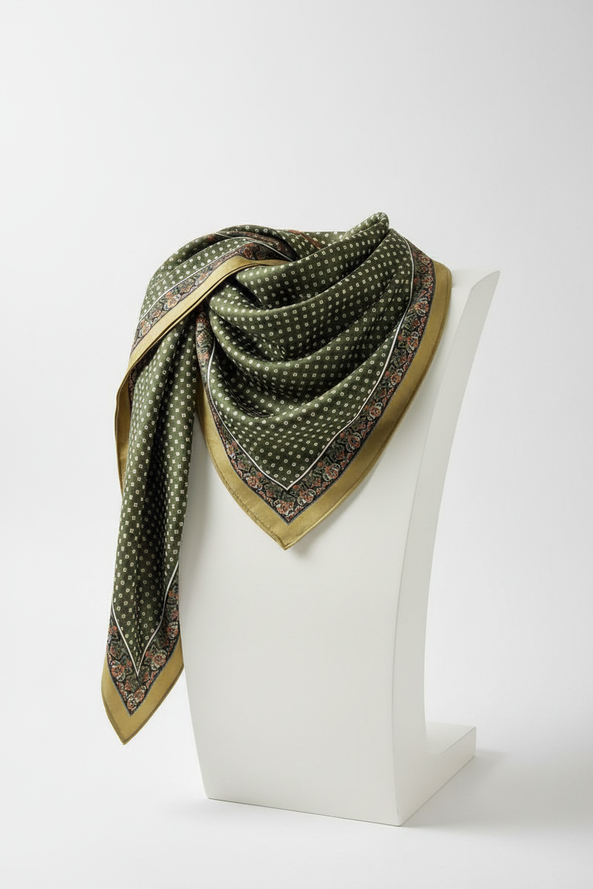 Lenço verde com poá em display