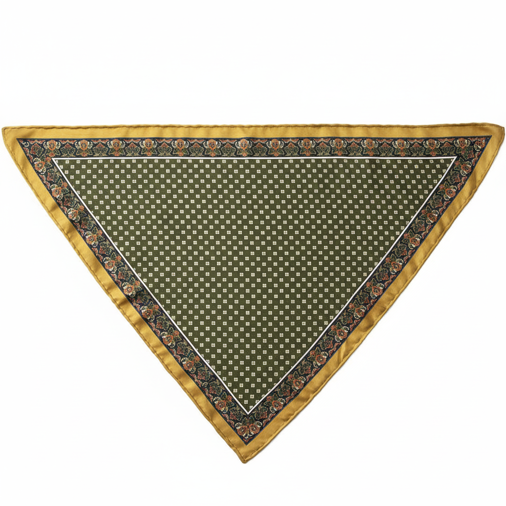 Lenço verde com poá flat lay