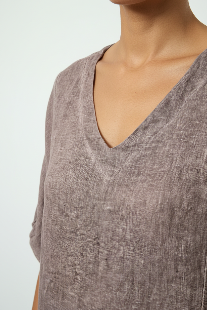 Lucy Top Mocha – Neckline Detail