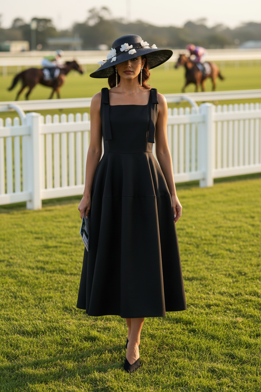 Mary Black Midi Dress - Racing