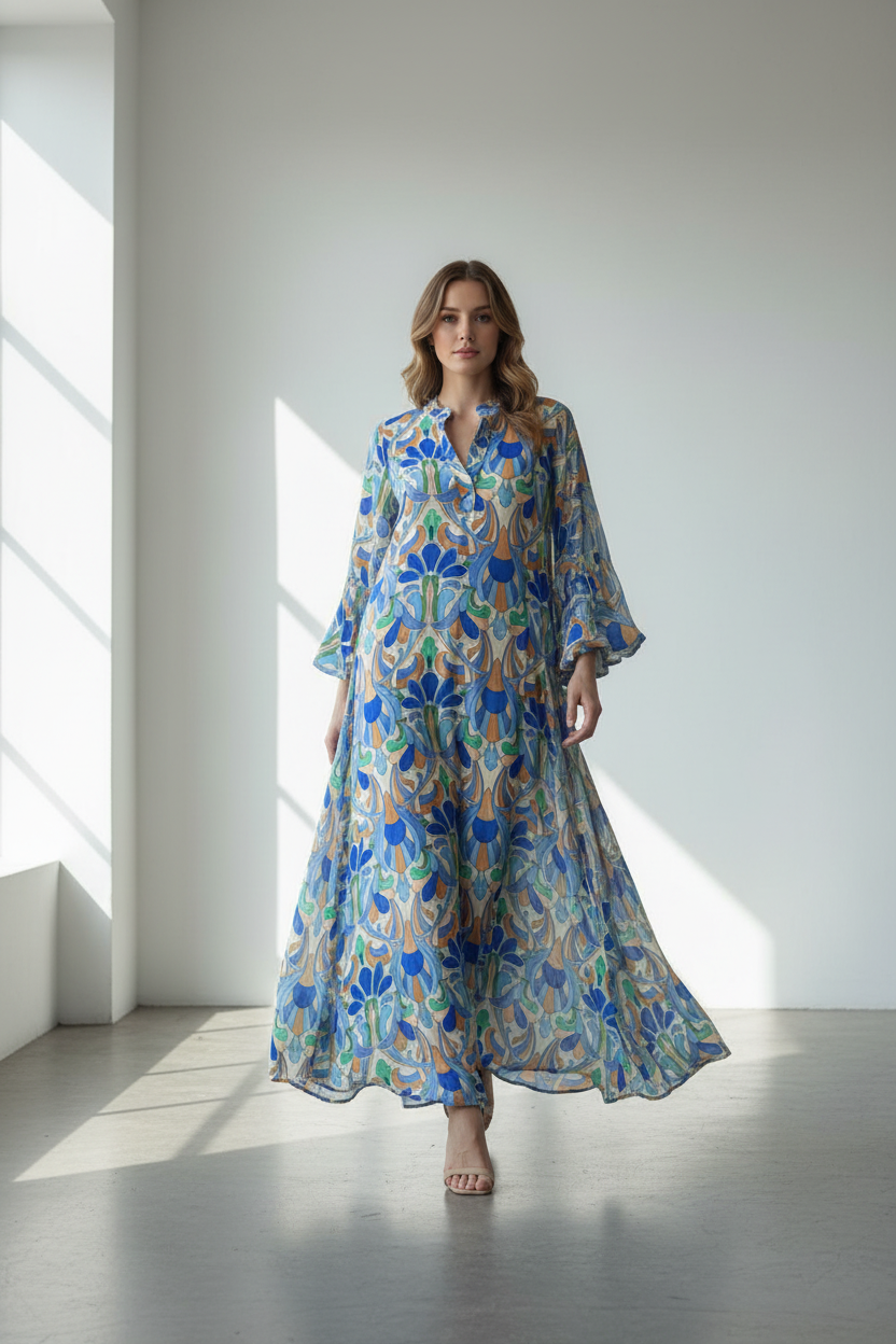 Modelo em movimento com mangas longas