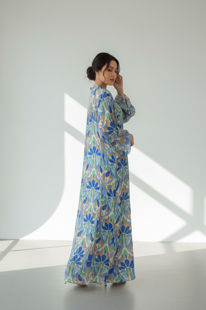 Modelo vista de costas com mangas longas