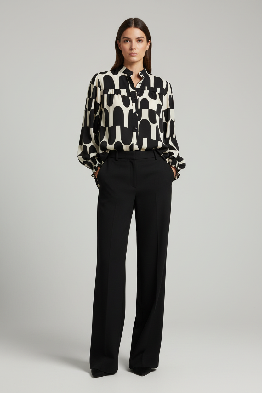OVAL MIXED PRINT SHIRT