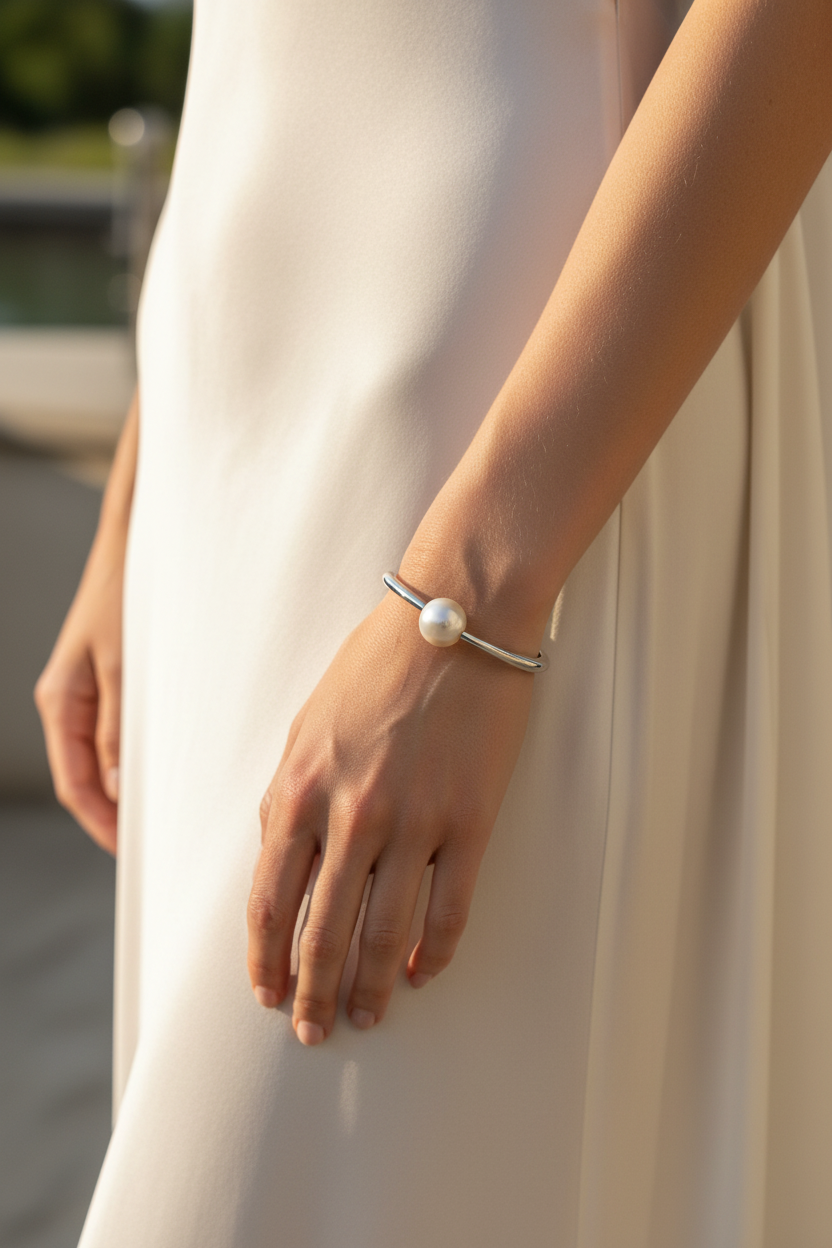Pearl silver cuff outdoor