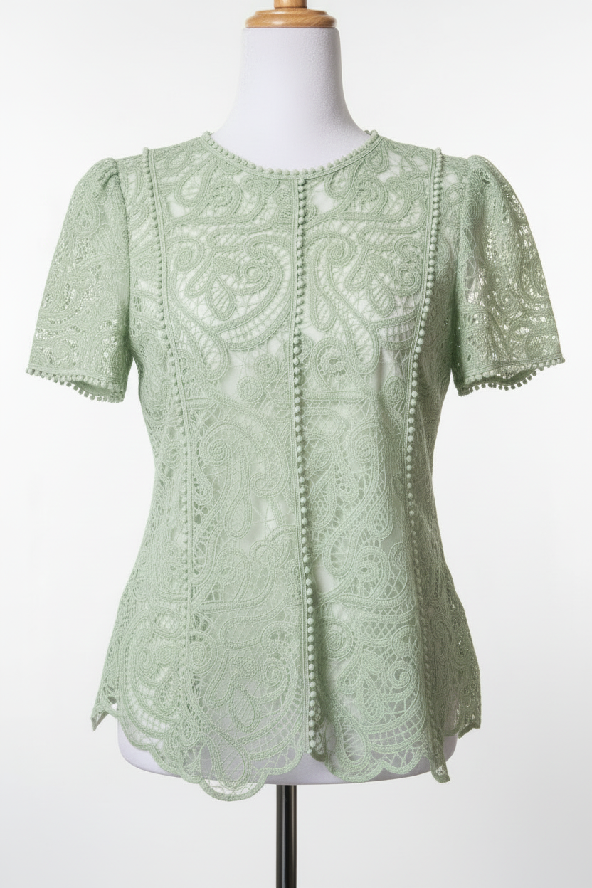 Pistachio Lace Top – Studio Front