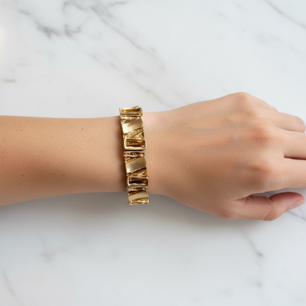 Rocco gold link bracelet marble