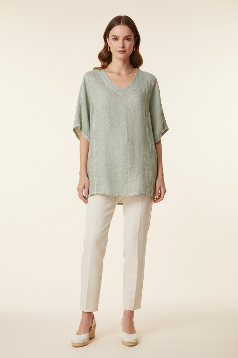 Sage Linen Top – Front