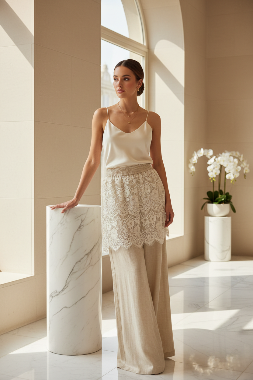 Sand Linen Lace Pants – Lifestyle Interior