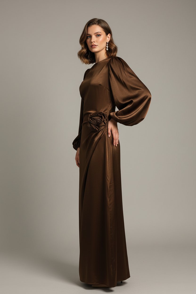 Satin Chocolate Dress - Lateral