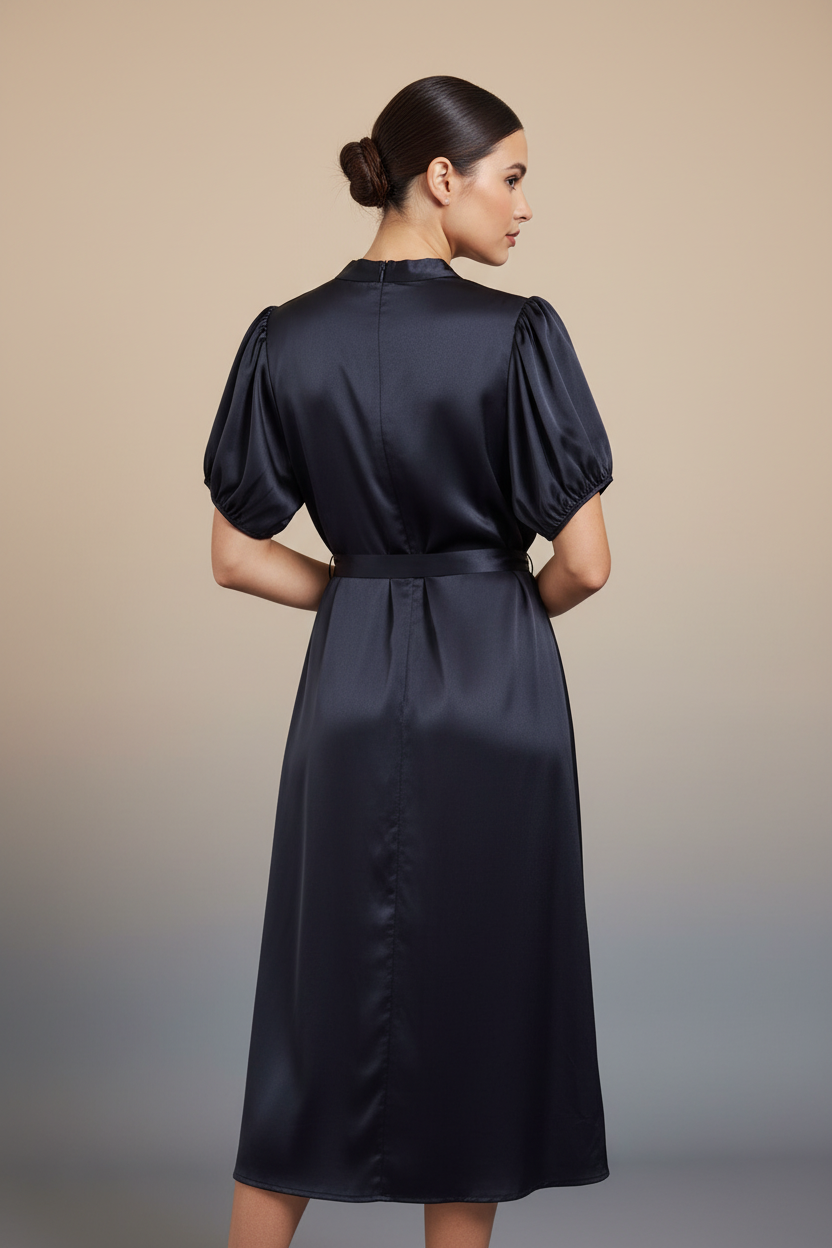 Satin Midi - Back View on Model