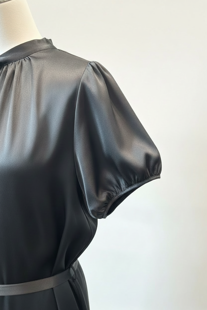 Satin Midi - Sleeve Detail on Model
