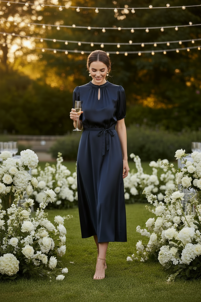 Satin Midi - Walking Garden