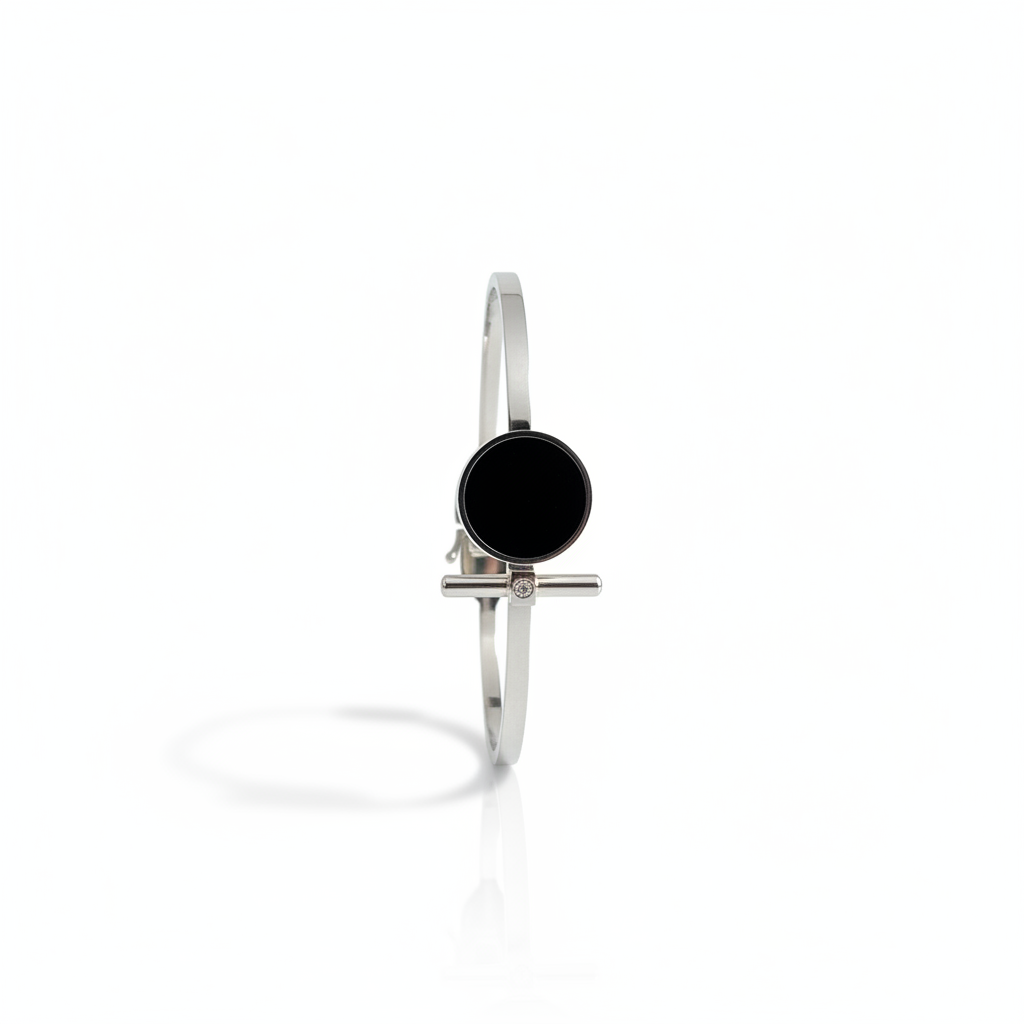 Silver Black Bangle – Side Profile