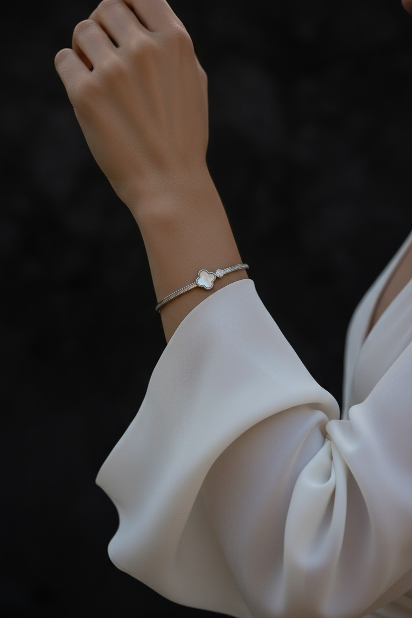 Silver bracelet dark background