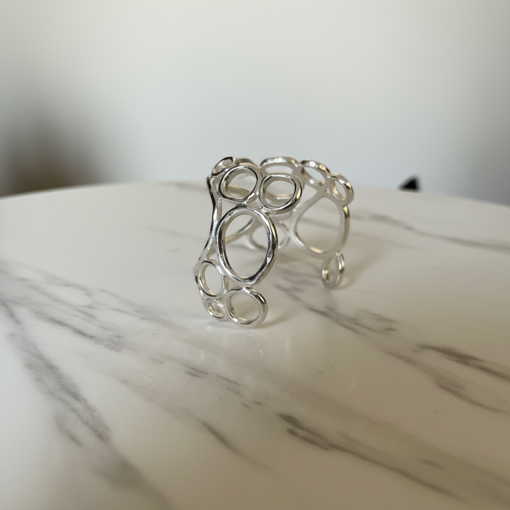 Silver Open-Circle Cuff – Side Profile
