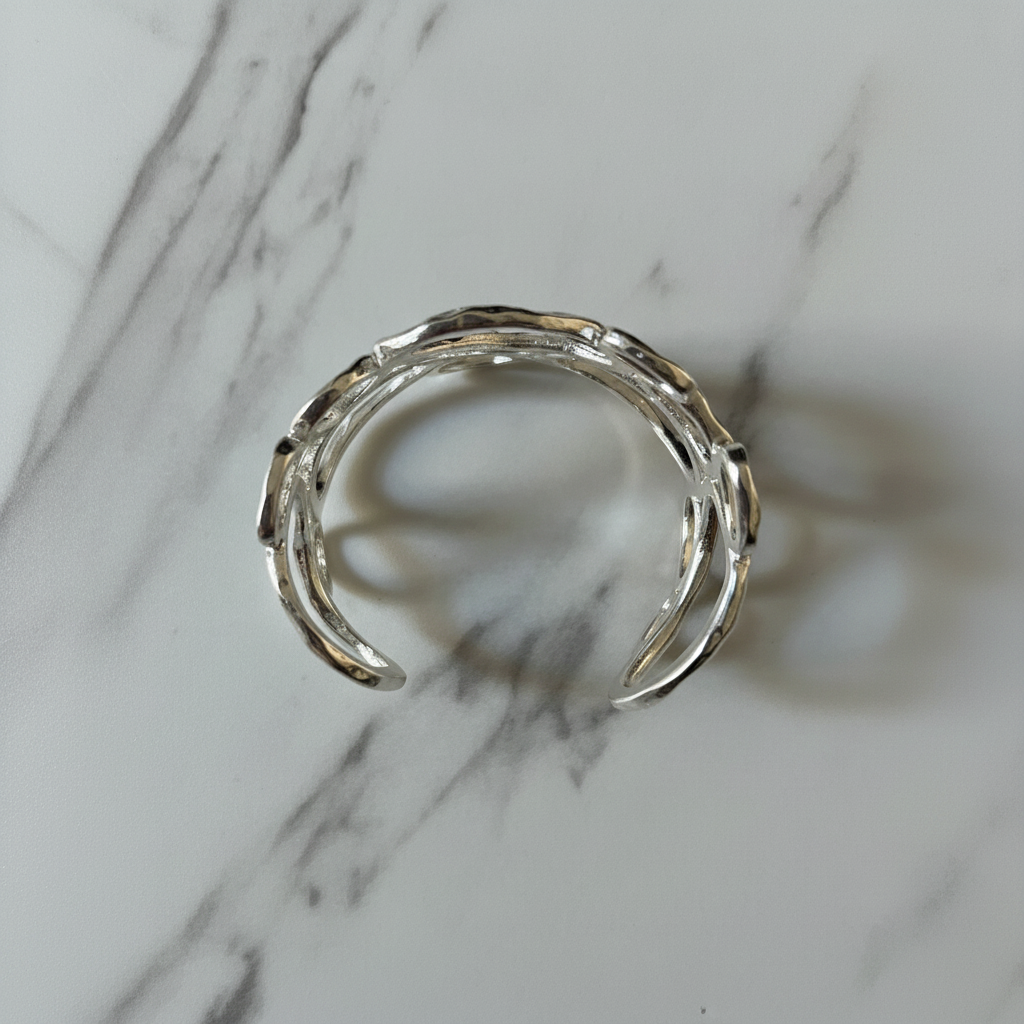 Silver Open-Circle Cuff – Top View