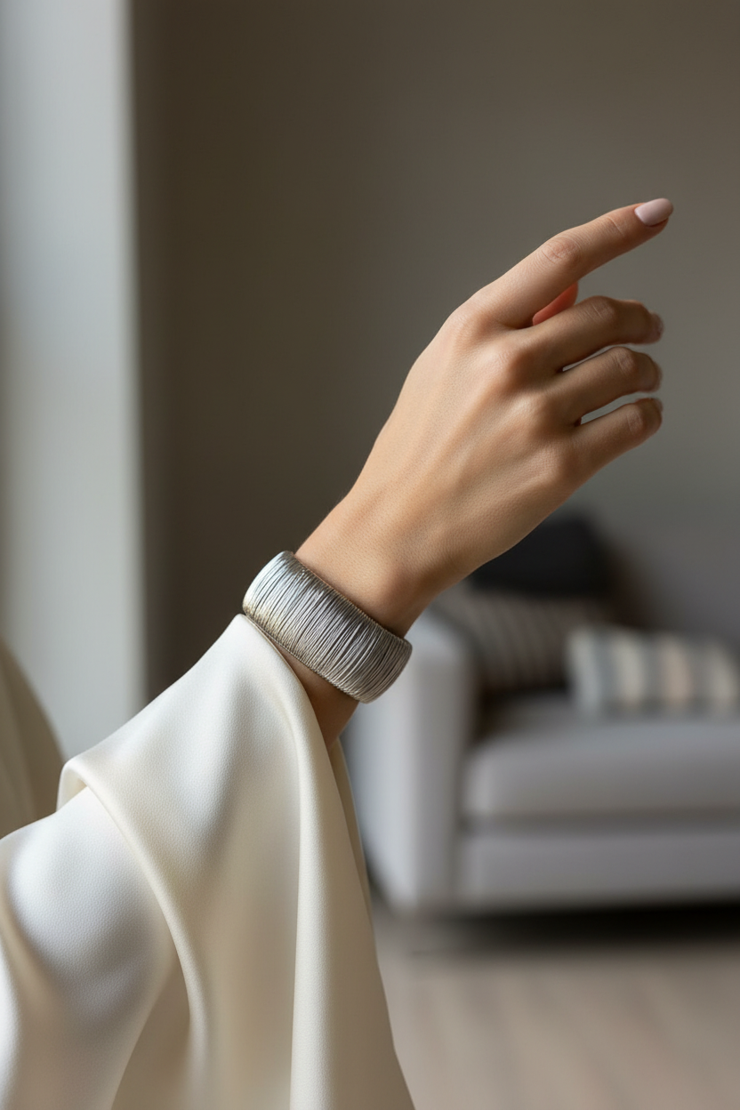 Silver Wire Cuff – On Model