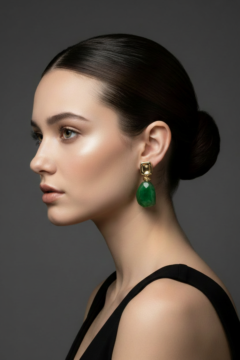 Smaller green jade earrings model