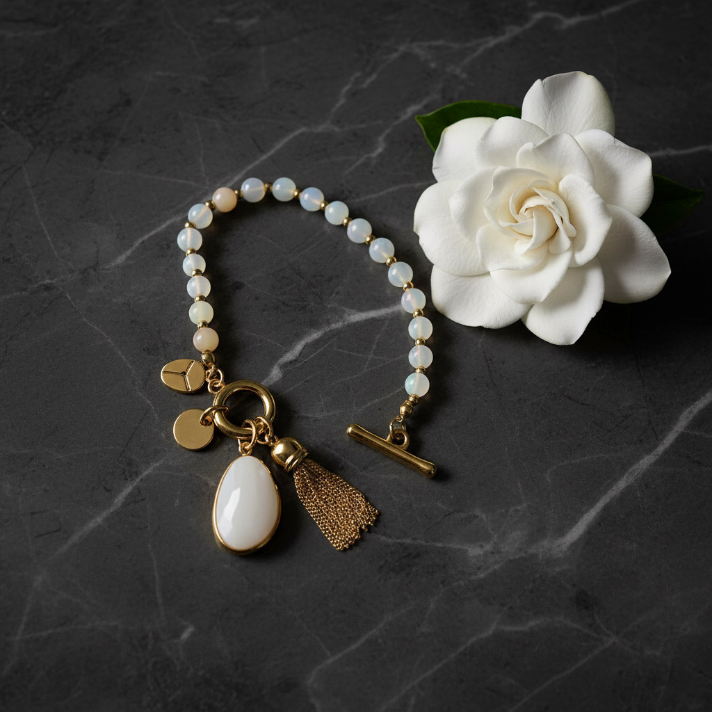 Stone charm bracelet dark marble