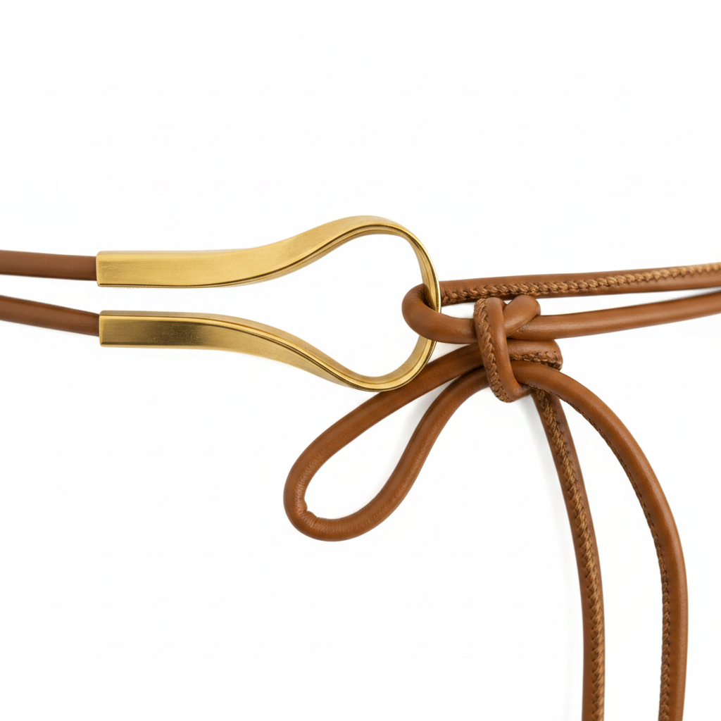 Tan Cord Gold Clasp Detail