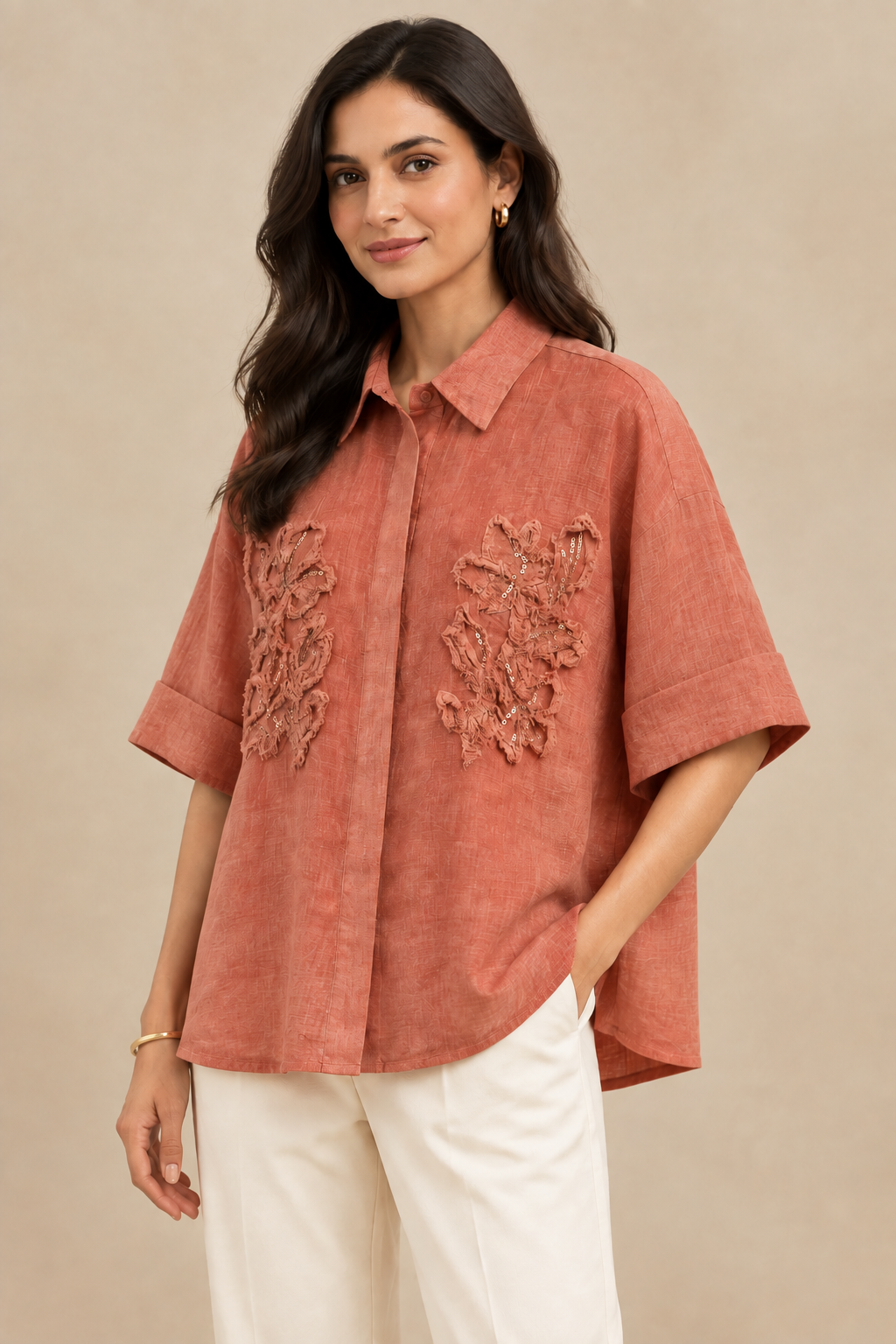 Lori Terracotta Linen Shirt