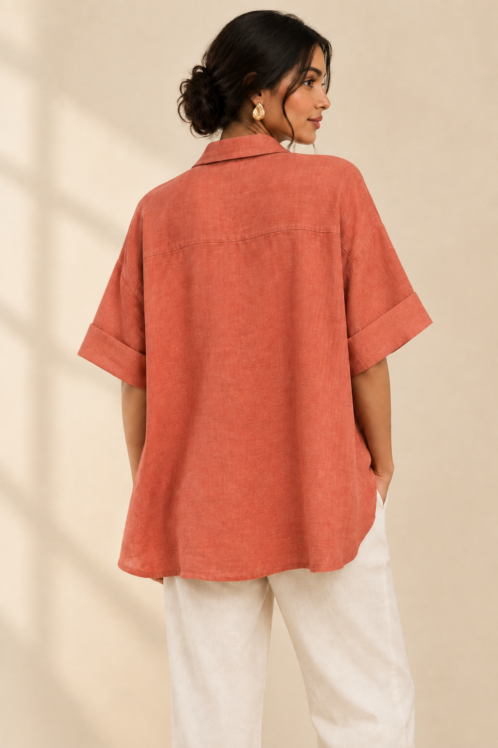 Lori Terracotta Linen Shirt
