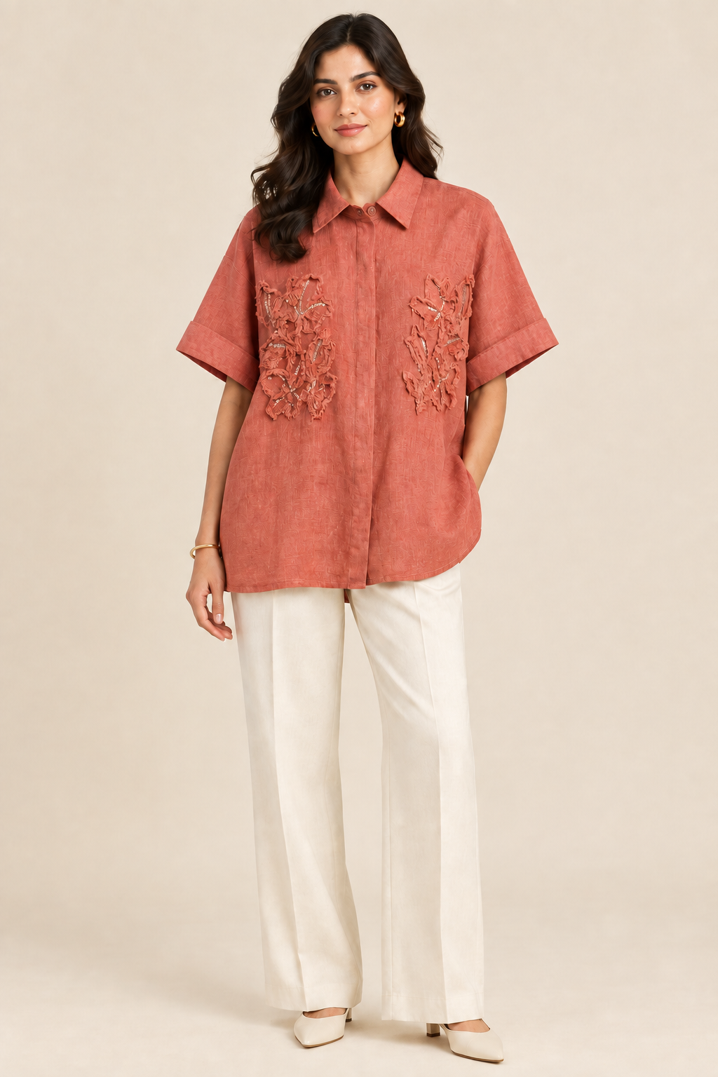 Lori Terracotta Linen Shirt